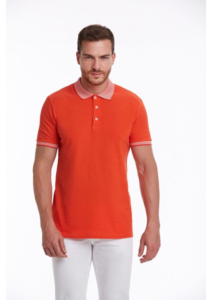 Nar Çiçeği Regular Fit Düz 100% Pamuklu Polo Yaka Tişört fiyatları