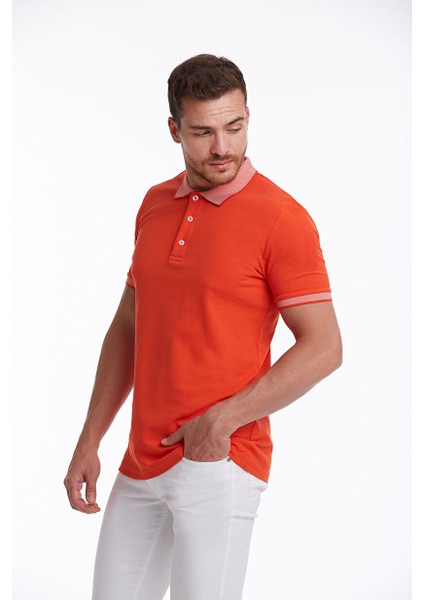 Nar Çiçeği Regular Fit Düz 100% Pamuklu Polo Yaka Tişört modelleri