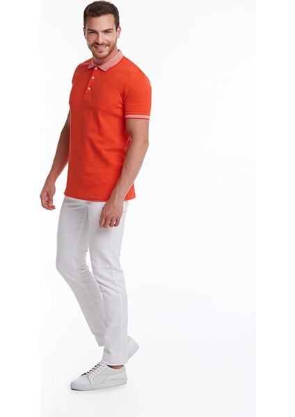 Nar Çiçeği Regular Fit Düz 100% Pamuklu Polo Yaka Tişört fırsatları
