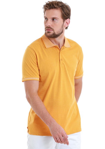 Hardal Regular Fit Düz Polo Yaka Pamuklu Tişört