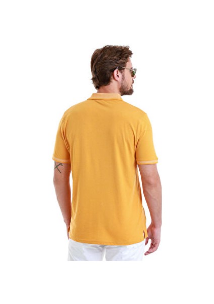 Hardal Regular Fit Düz Polo Yaka Pamuklu Tişört