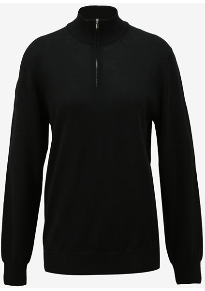 Bisiklet Yaka Slim Fit Siyah Erkek Kazak WM63_ZMG9