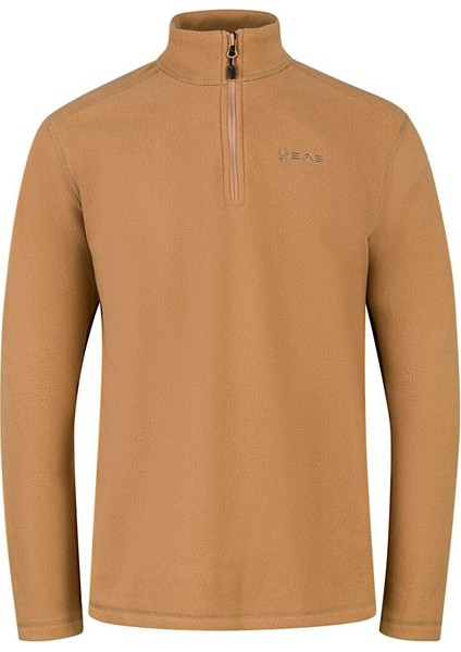 Cedric Erkek Yarım Fermuarlı Ince Polar Sweatshirt Camel