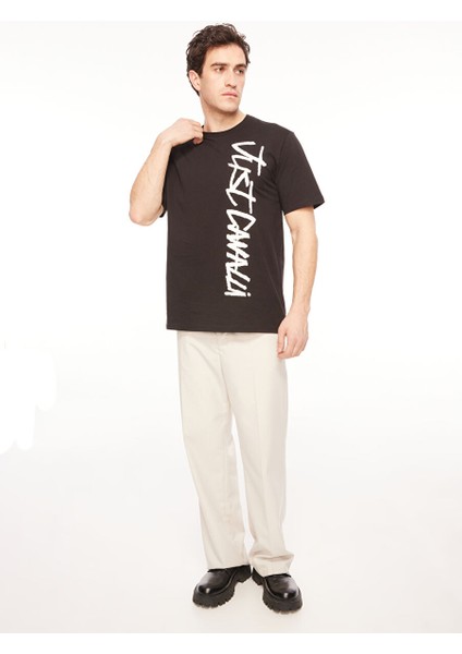Bisiklet Yaka Siyah Erkek T-Shirt 75OAHI02 fiyatları