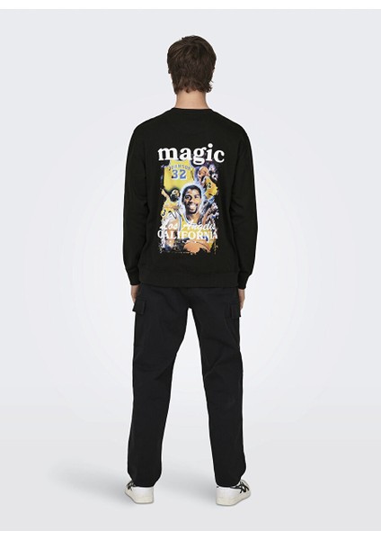 Siyah Erkek O Yaka Baskılı Sweatshirt 22027894_ONSCELEBRITY Reg Crew Neck fiyatları