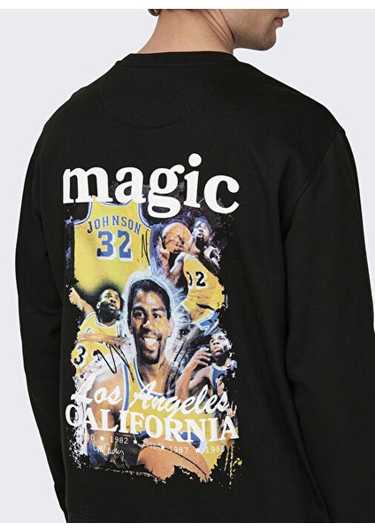 Siyah Erkek O Yaka Baskılı Sweatshirt 22027894_ONSCELEBRITY Reg Crew Neck