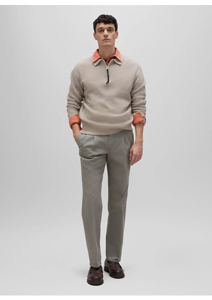 Bej Erkek Polo Slim Fit Kazak Q M171 5623