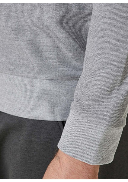 Gri Melanj Erkek Bisiklet Slim Fit Düz Sweatshirt 1093010