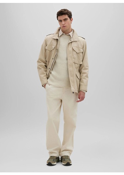 Bej Erkek Bisiklet Slim Fit Kazak Q M183 5165 Ds