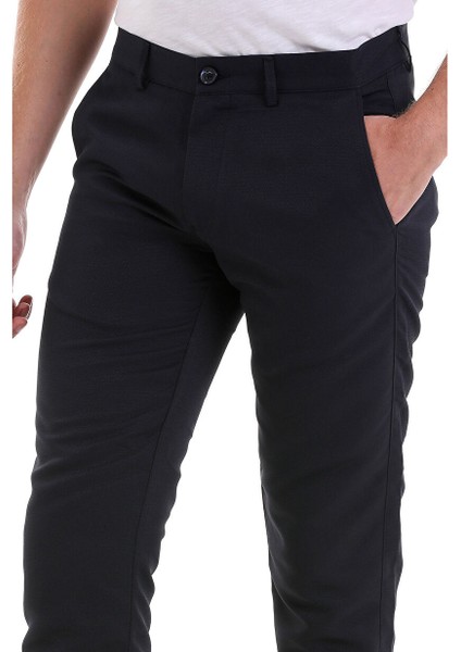 Lacivert Slim Fit Desenli Yandan Cep Kanvas Pantolon modelleri