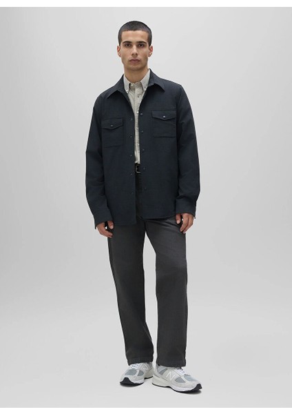Antrasit Erkek Gömlek Slim Fit Gömlek Ceket A CE27 Z058