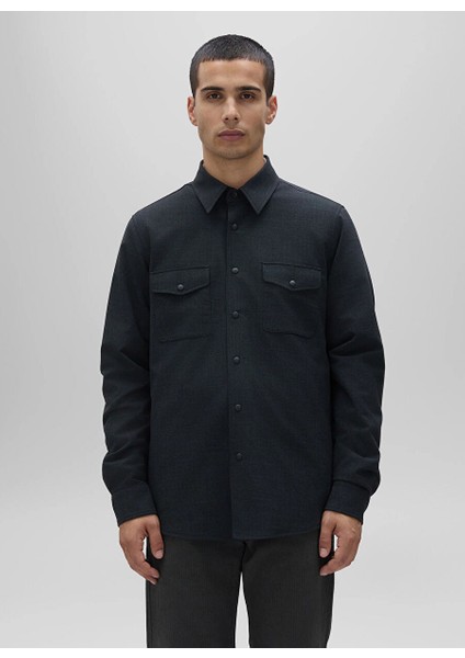 Antrasit Erkek Gömlek Slim Fit Gömlek Ceket A CE27 Z058