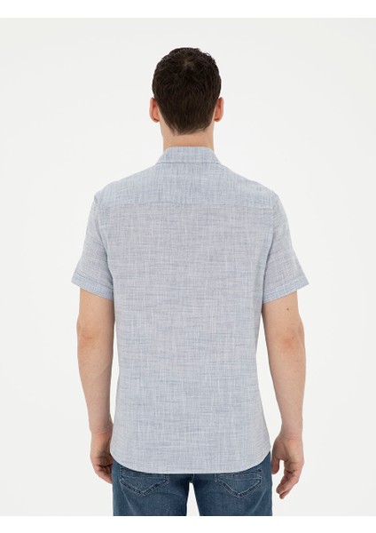 Lacivert Regular Fit Kısa Kollu Gömlek