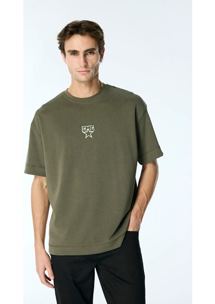 Gmg Fırenze Haki Erkek Oversize T-Shirt GU24MFW03006