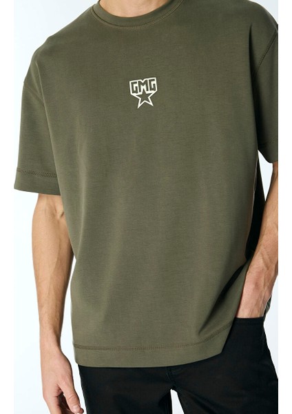 Gmg Fırenze Haki Erkek Oversize T-Shirt GU24MFW03006