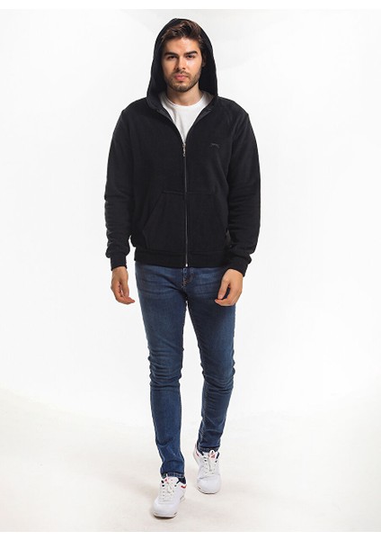 ST21WE064-500SAMSON Düz Siyah Erkek Polar Sweatshırt