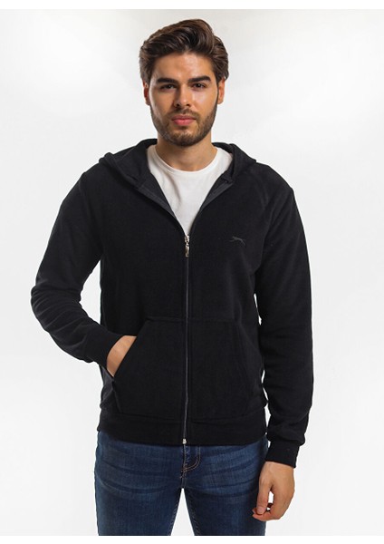 ST21WE064-500SAMSON Düz Siyah Erkek Polar Sweatshırt