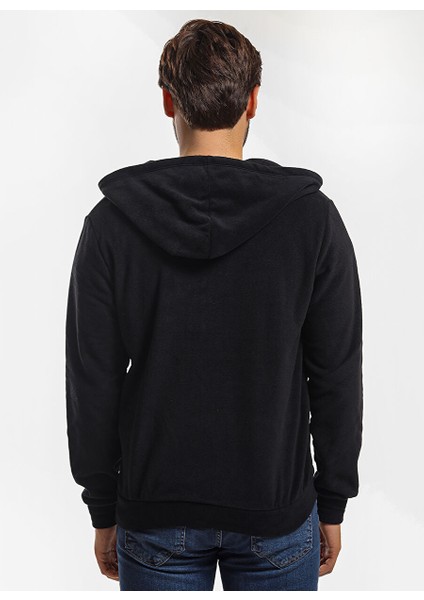 ST21WE064-500SAMSON Düz Siyah Erkek Polar Sweatshırt