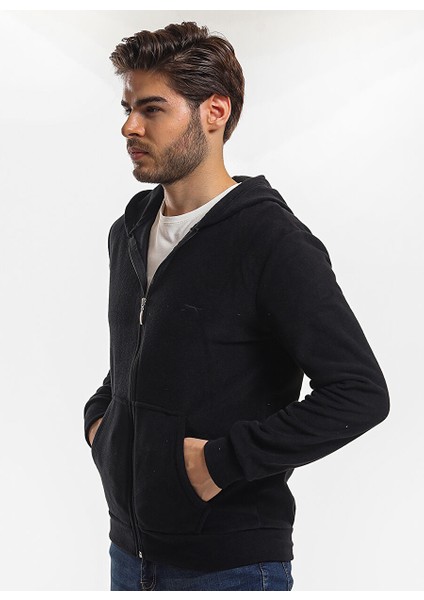 ST21WE064-500SAMSON Düz Siyah Erkek Polar Sweatshırt