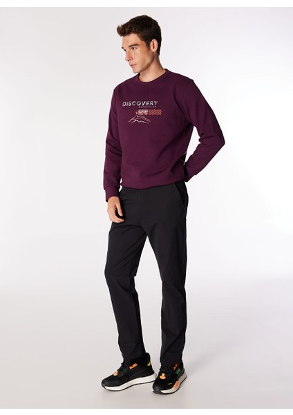 Mürdüm Erkek Bisiklet Yaka Relaxed Baskılı Sweatshirt D4WM-SWT3220