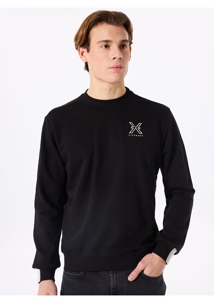 Siyah Erkek Bisiklet Regular Fit Sweatshirt UMA24002FE
