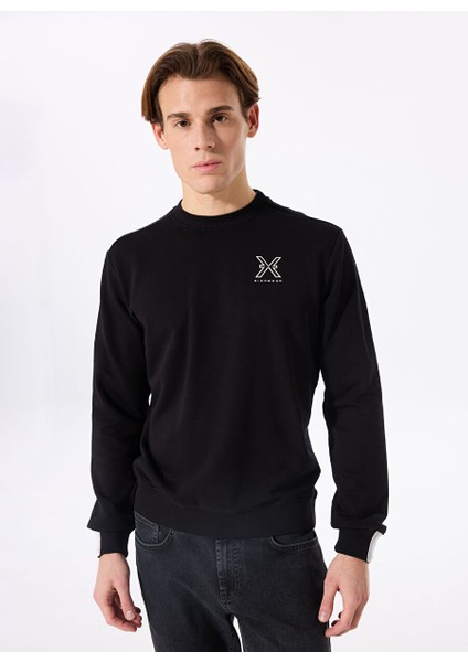 Siyah Erkek Bisiklet Regular Fit Sweatshirt UMA24002FE