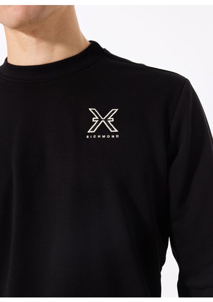Siyah Erkek Bisiklet Regular Fit Sweatshirt UMA24002FE