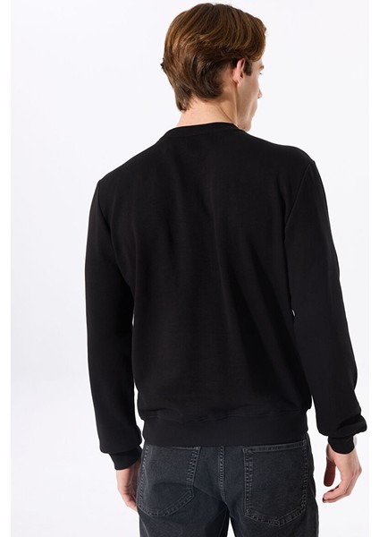 Siyah Erkek Bisiklet Regular Fit Sweatshirt UMA24002FE