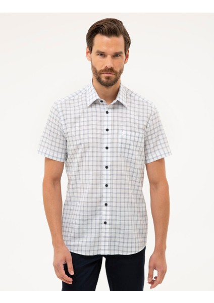 Lacivert Regular Fit Kısa Kollu Gömlek