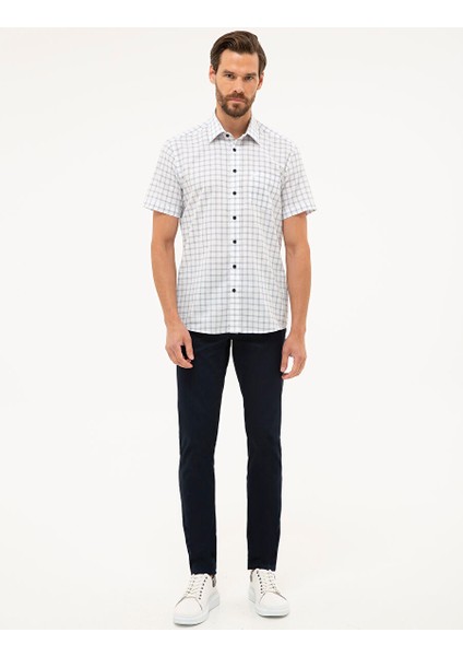 Lacivert Regular Fit Kısa Kollu Gömlek