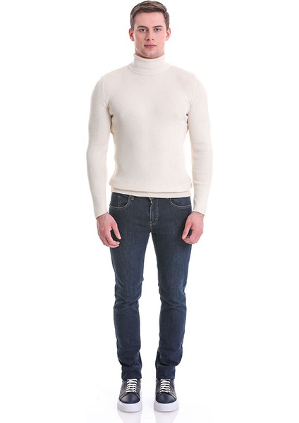Bej Slim Fit Fitilli Balıkçı Yaka Yünlü Triko Kazak fiyatları