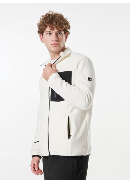Ekru Erkek Dik Relaxed Düz Polar Sweatshırt J4WM-SWT4444