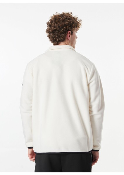 Ekru Erkek Dik Relaxed Düz Polar Sweatshırt J4WM-SWT4444