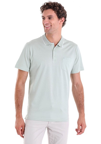 Yeşil Regular Fit Düz Merserize Polo Yaka 100% Pamuk Tişört fiyatları