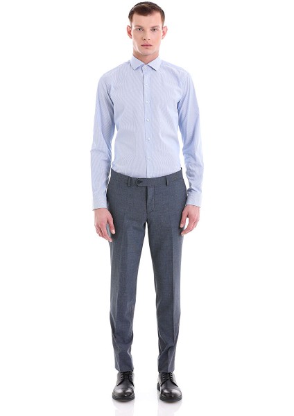 Mavi Comfort Fit Desenli 100% Pamuklu Italyan Yaka Uzun Kollu Spor Gömlek fiyatları