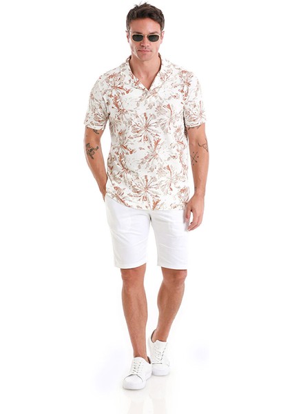 Ekru Regular Fit Baskılı Polo Yaka Pamuklu Tişört fiyatları