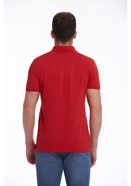 Kırmızı Regular Fit Düz 100% Pamuklu Polo Yaka Tişört