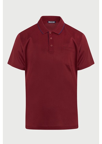 Bordo Regular Fit Düz 100% Pamuk Polo Yaka Tişört