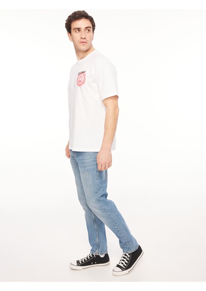 Bisiklet Yaka Beyaz Erkek T-Shirt 75OAHG03 fiyatları
