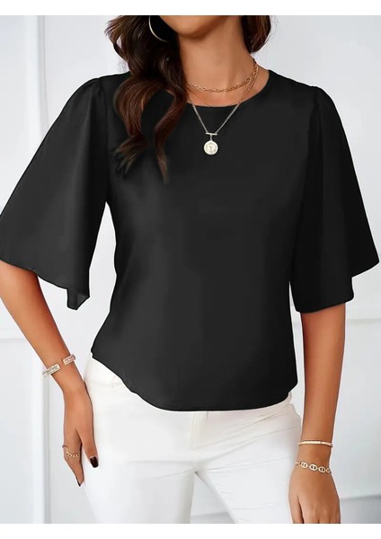 Kadın Kısa Kollu Yuvarlak Yaka Sandy Bluz fiyatları