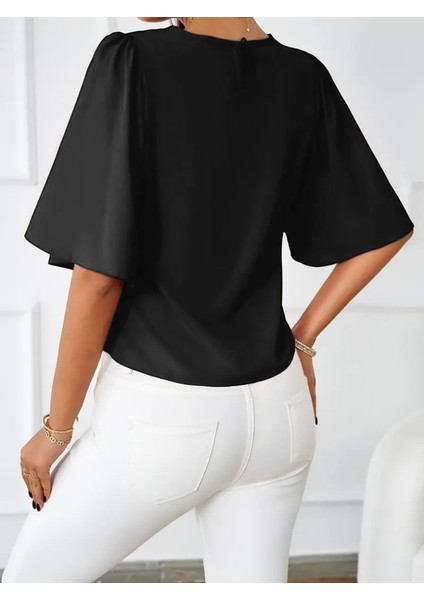 Kadın Kısa Kollu Yuvarlak Yaka Sandy Bluz modelleri