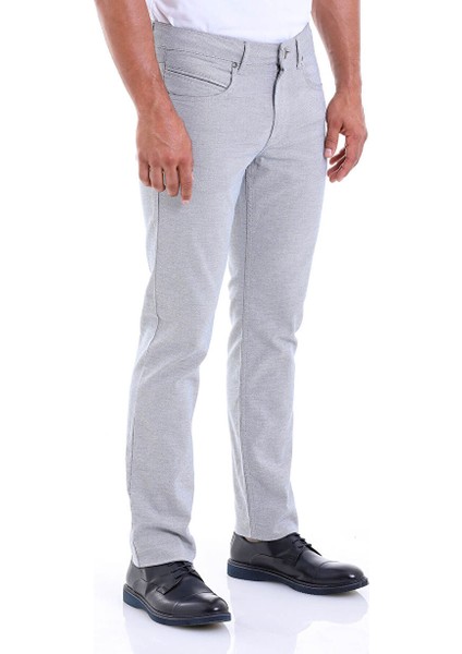 Lacivert Regular Fit Desenli Pamuklu 5 Cep Kanvas Pantolon