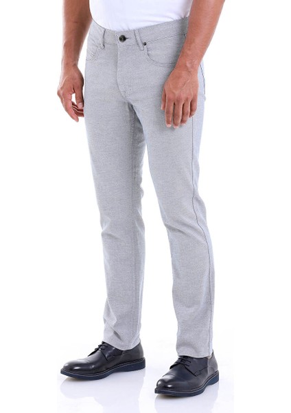 Lacivert Regular Fit Desenli Pamuklu 5 Cep Kanvas Pantolon