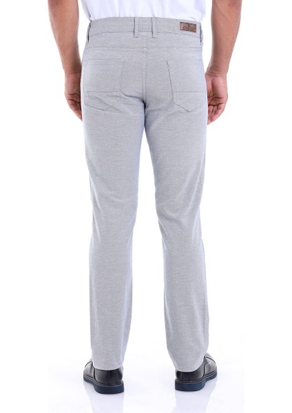 Lacivert Regular Fit Desenli Pamuklu 5 Cep Kanvas Pantolon