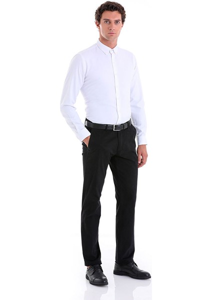 Beyaz Comfort Fit Düz Düğmeli Yaka Uzun Kollu Casual Oxford Gömlek fırsatları