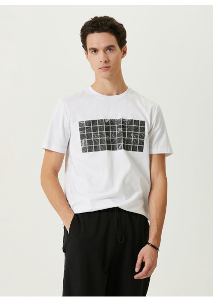 Bisiklet Yaka Beyaz Erkek T-Shirt 1086153