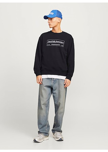 Siyah Erkek Bisiklet Relaxed Sweatshirt Jcoalpha Sweat Crew Neck
