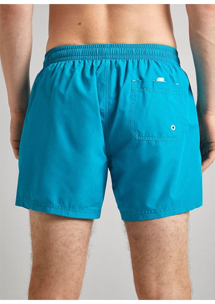 Koyu Mavi Erkek Normal Baskılı Şort Mayo PMB10393 557 Logo Swımshort