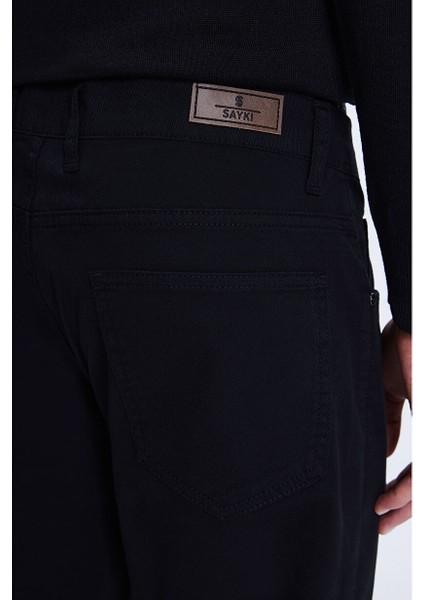 Siyah Regular Fit 5 Cep Pamuklu Kanvas Pantolon