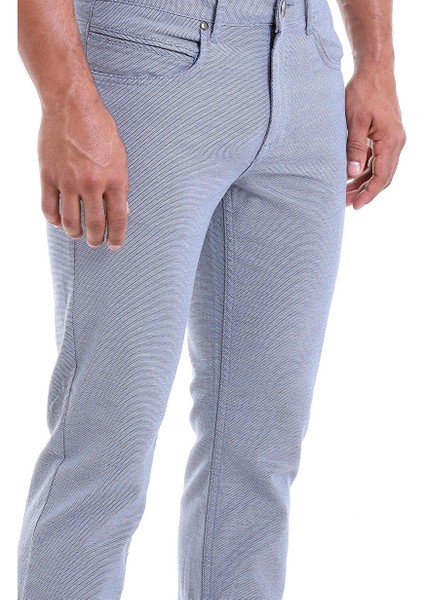 Mavi Regular Fit Desenli Pamuklu 5 Cep Kanvas Pantolon